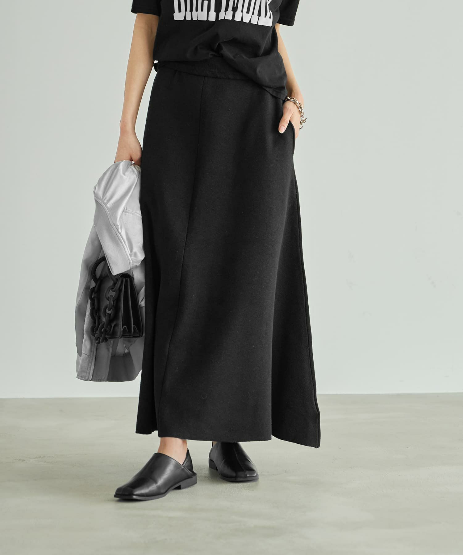 Softy Cotton／ミラノリブ編みマキシ丈スカート | おしゃれな大人