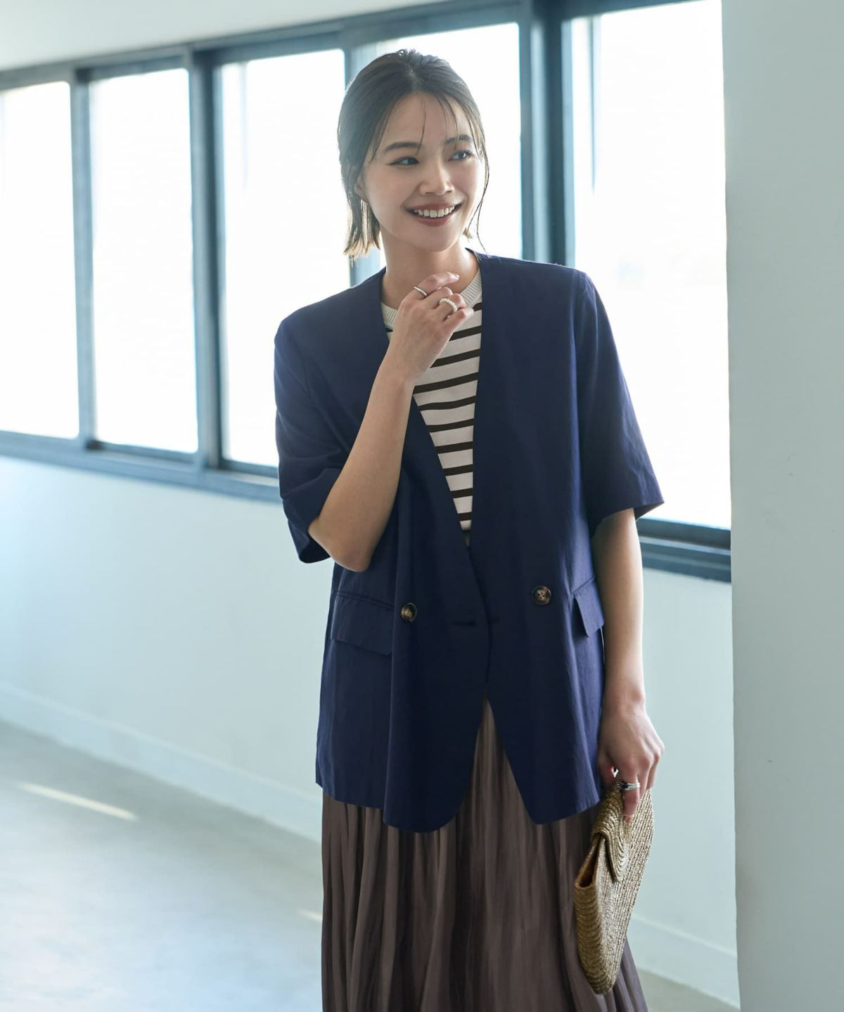 着用イメージ 167cm ネイビー