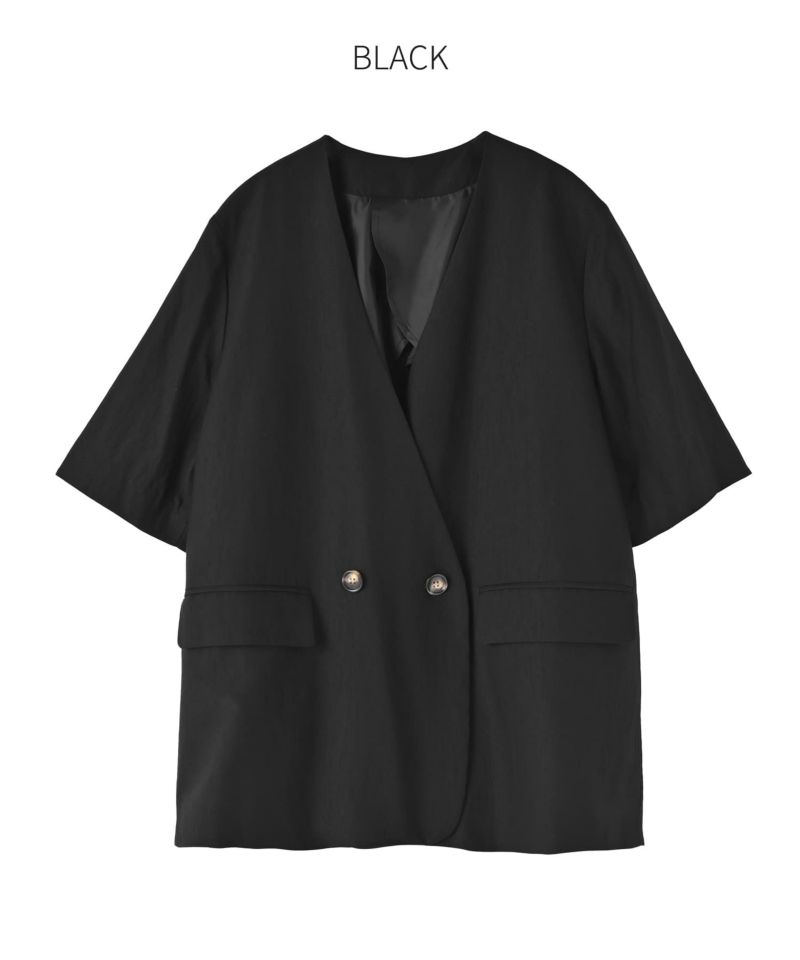 ノーカラー ハーフスリーブ ジャケット