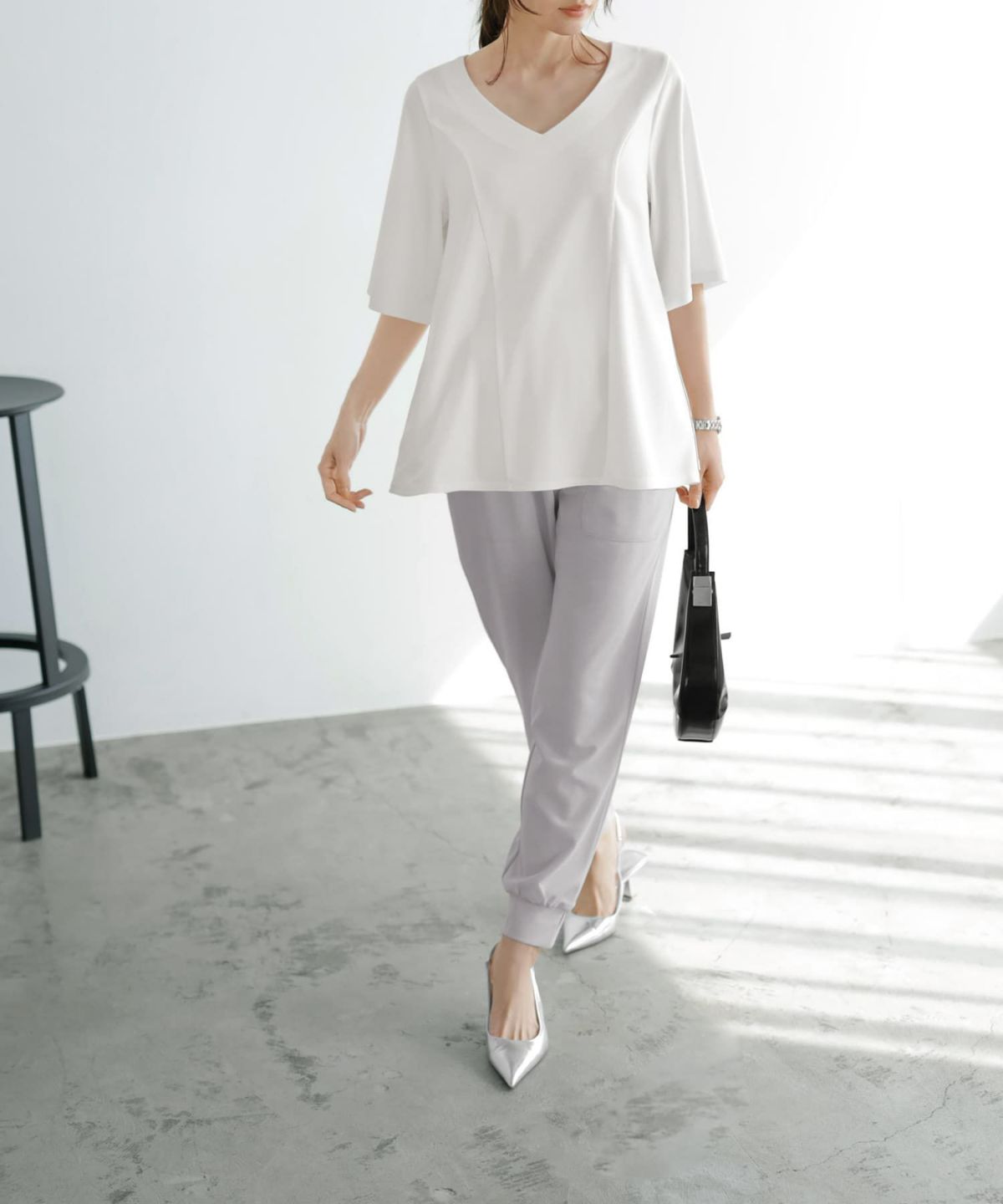 着用イメージ 166cm ホワイト