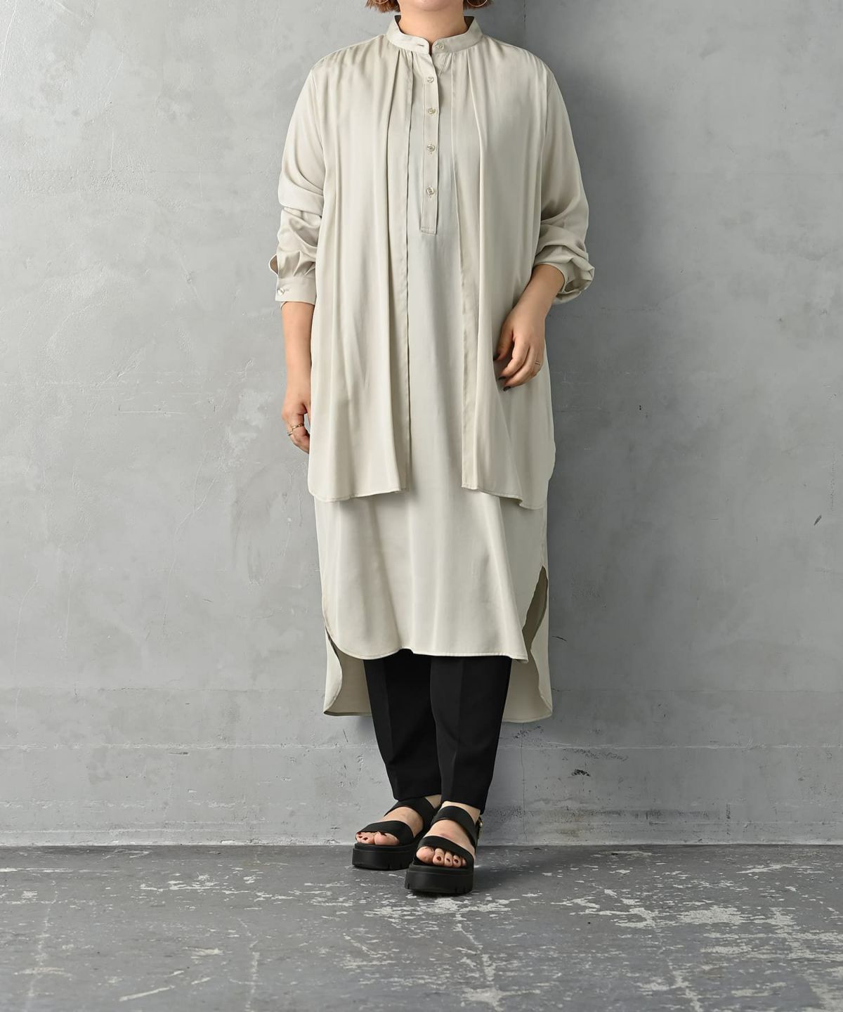 着用イメージ 163cm ライトグレー