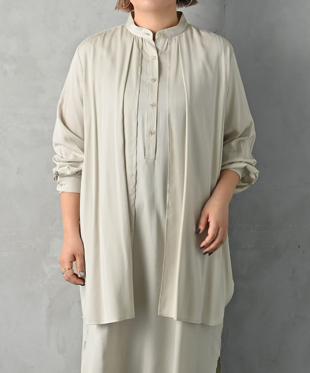 着用イメージ 163cm ライトグレー