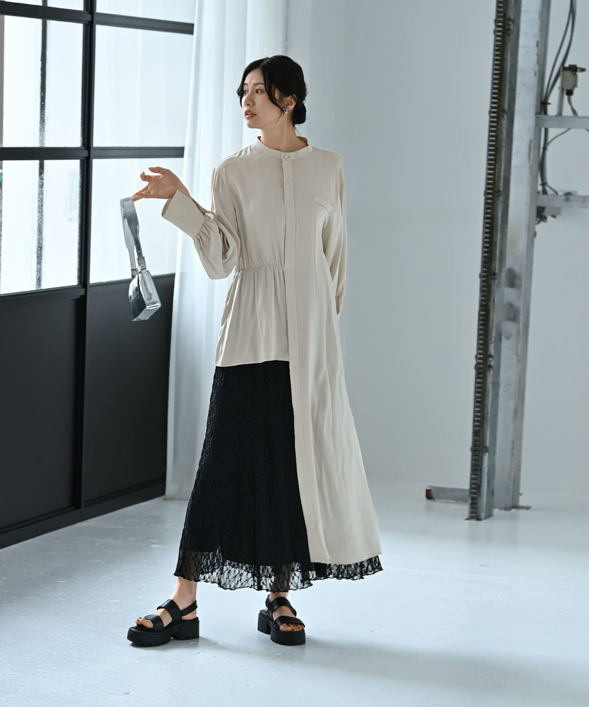 着用イメージ 172cm ライトグレー