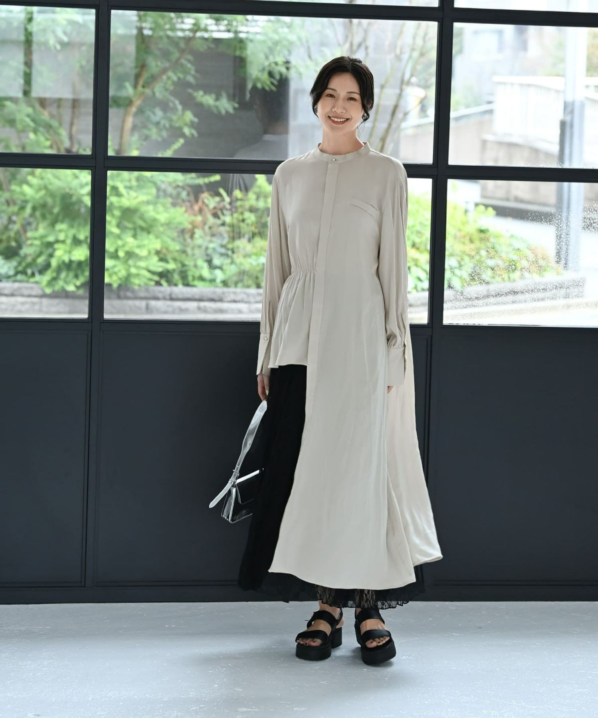 着用イメージ 172cm ライトグレー