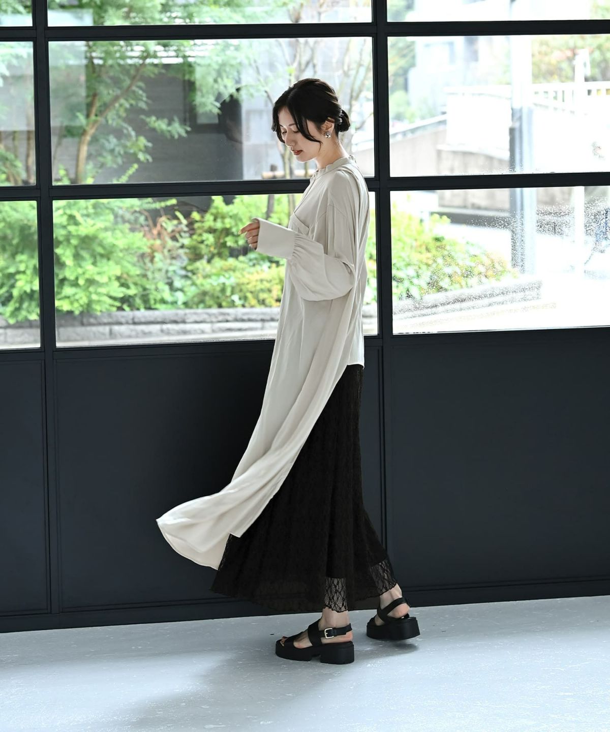 着用イメージ 172cm ライトグレー