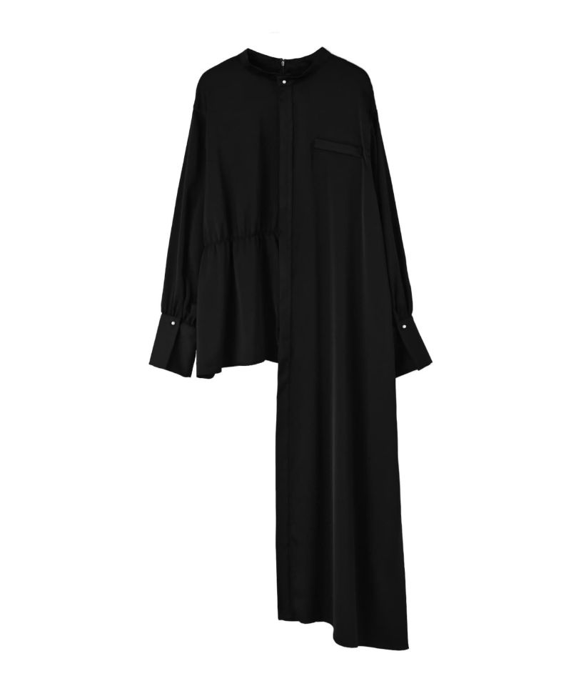 Noir Fr ドレスシャツワンピース BLK001】アシンメトリー切り替えシャツワンピース | おしゃれな