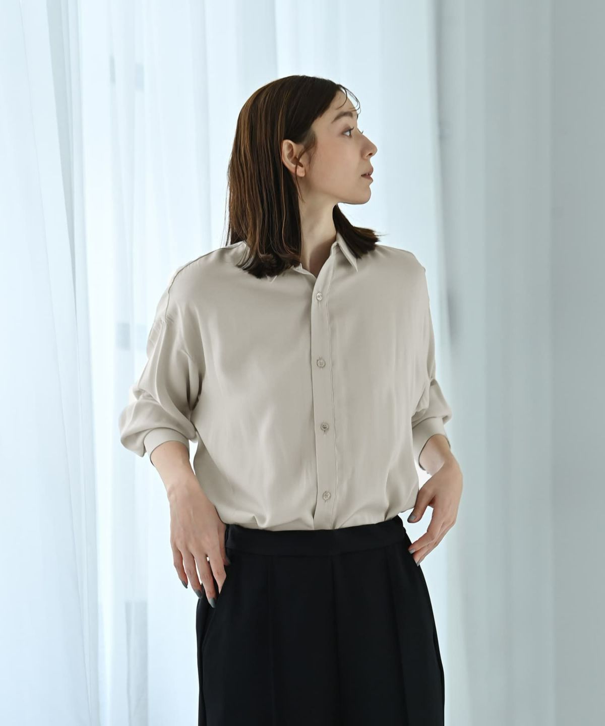 着用イメージ 170cm ライトグレー