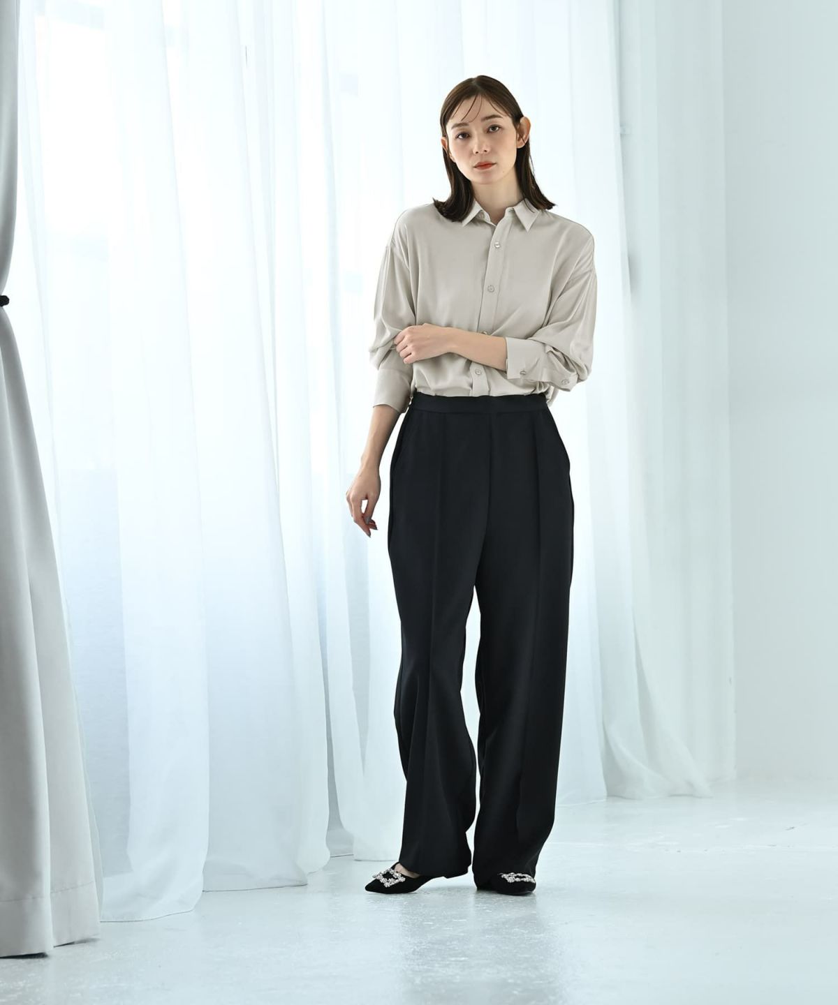 着用イメージ 170cm ライトグレー