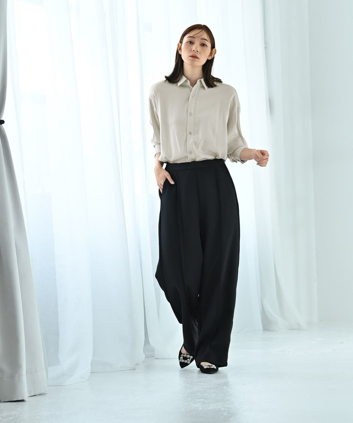 着用イメージ 170cm ライトグレー