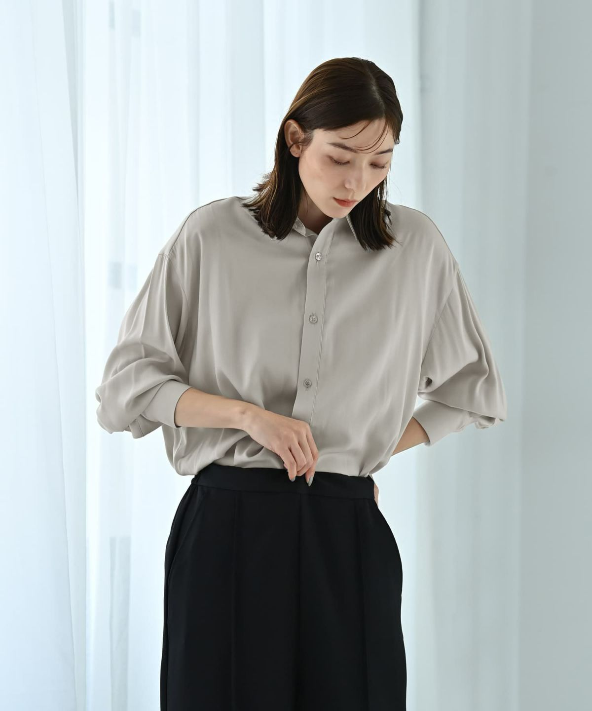 着用イメージ 170cm ライトグレー