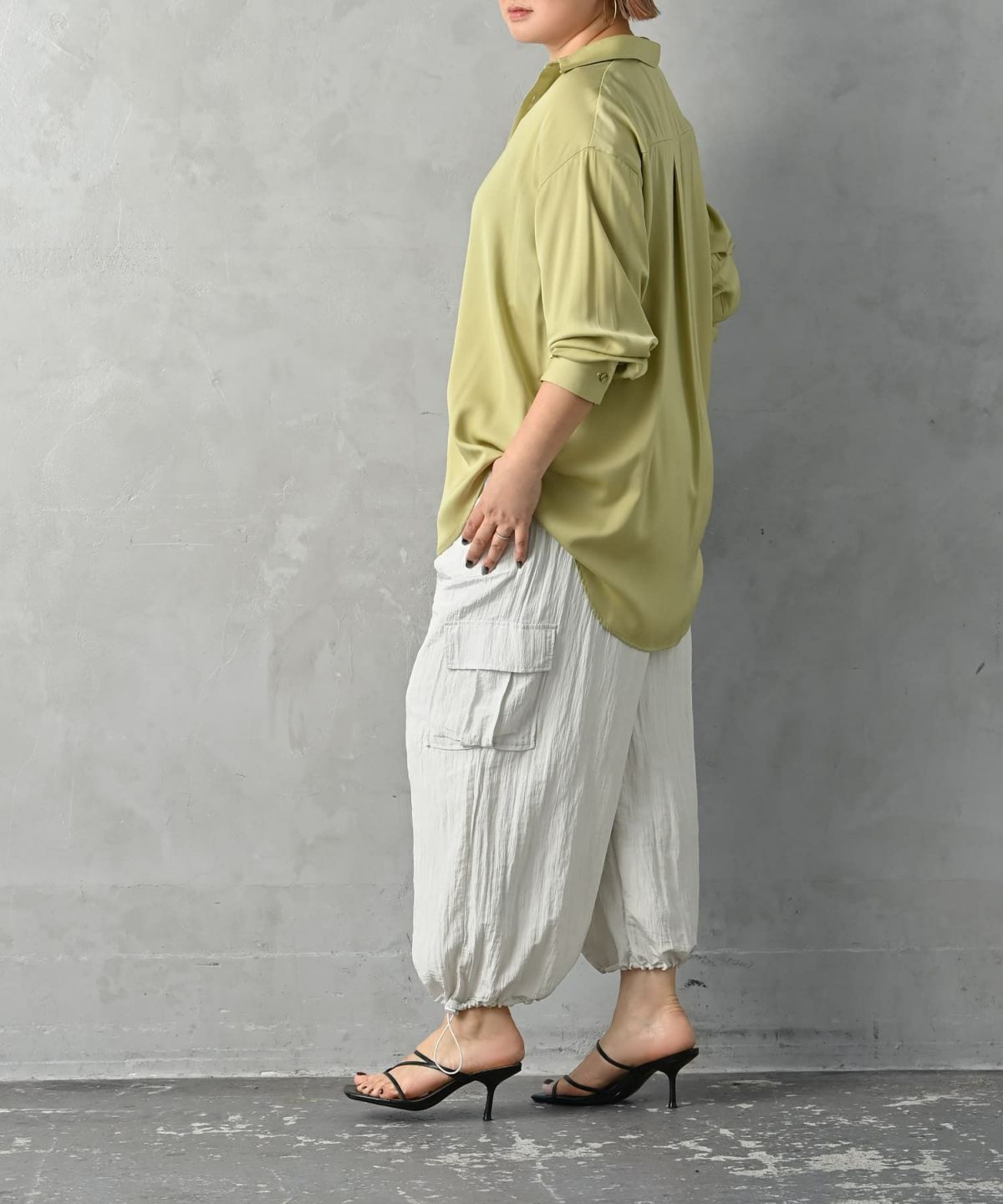 着用イメージ 163cm ライトグリーン