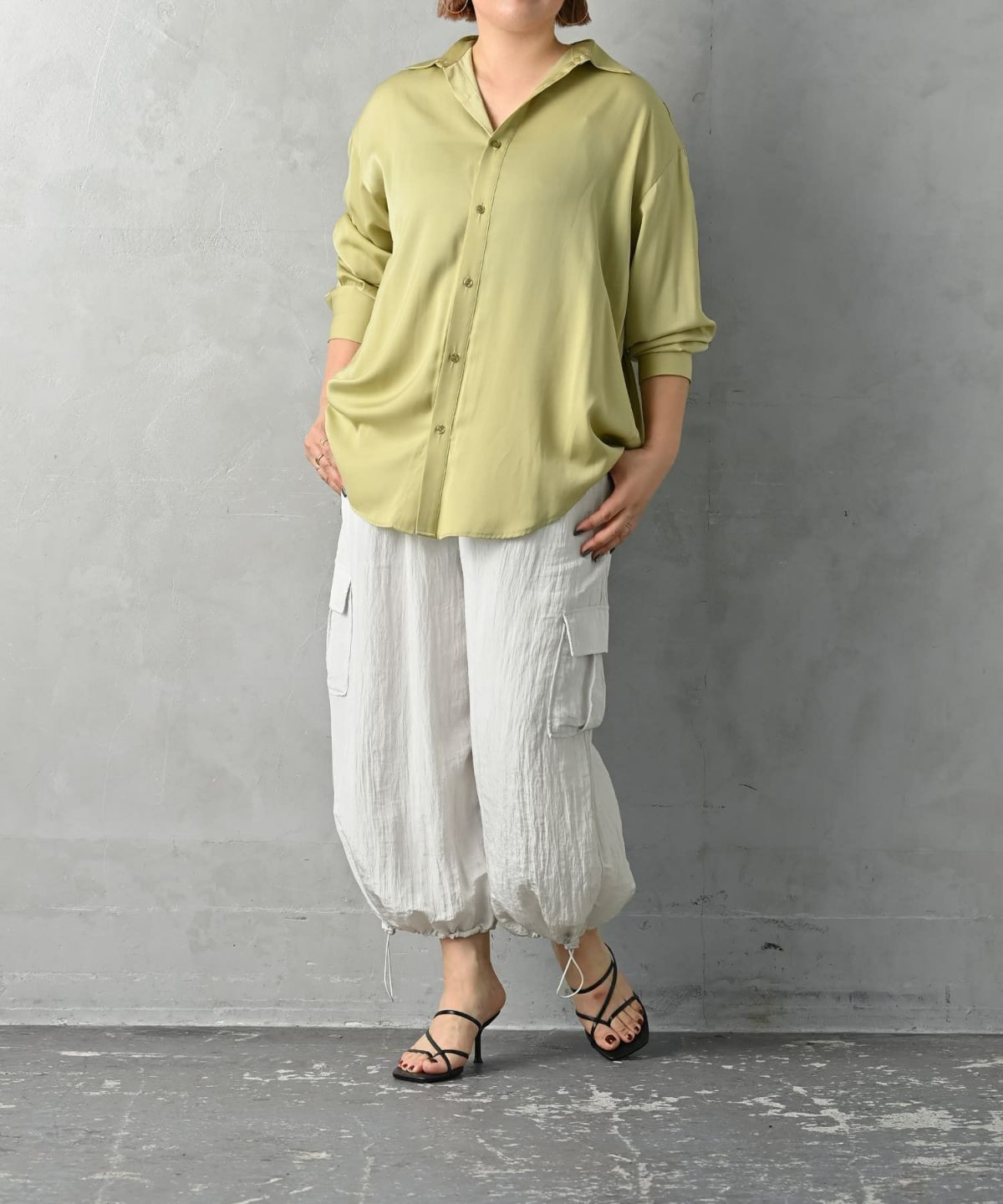 着用イメージ 163cm ライトグリーン