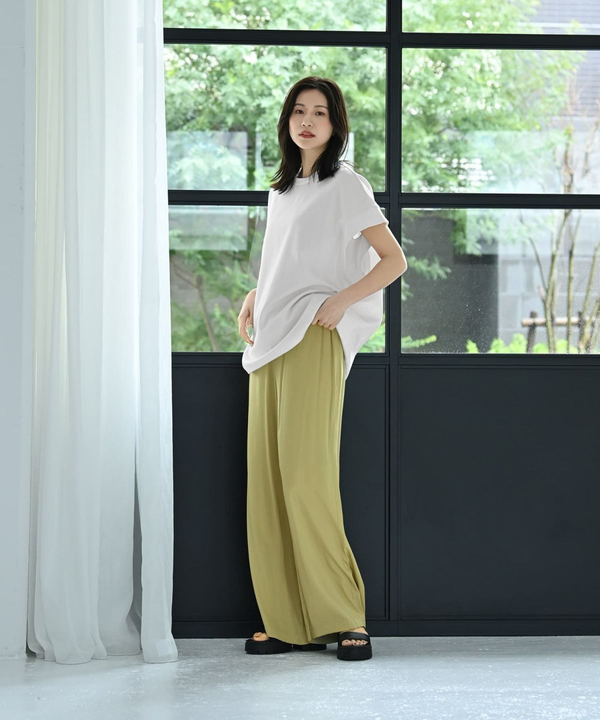 着用イメージ 172cm ライトグリーン