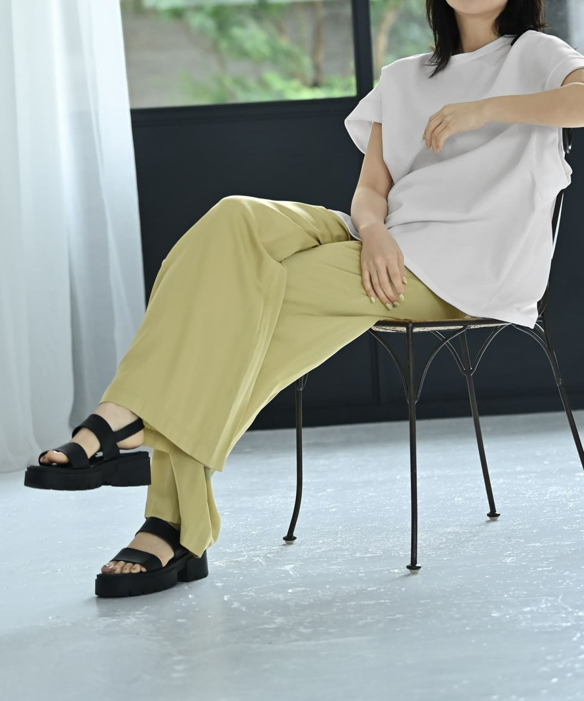 着用イメージ 172cm ライトグリーン