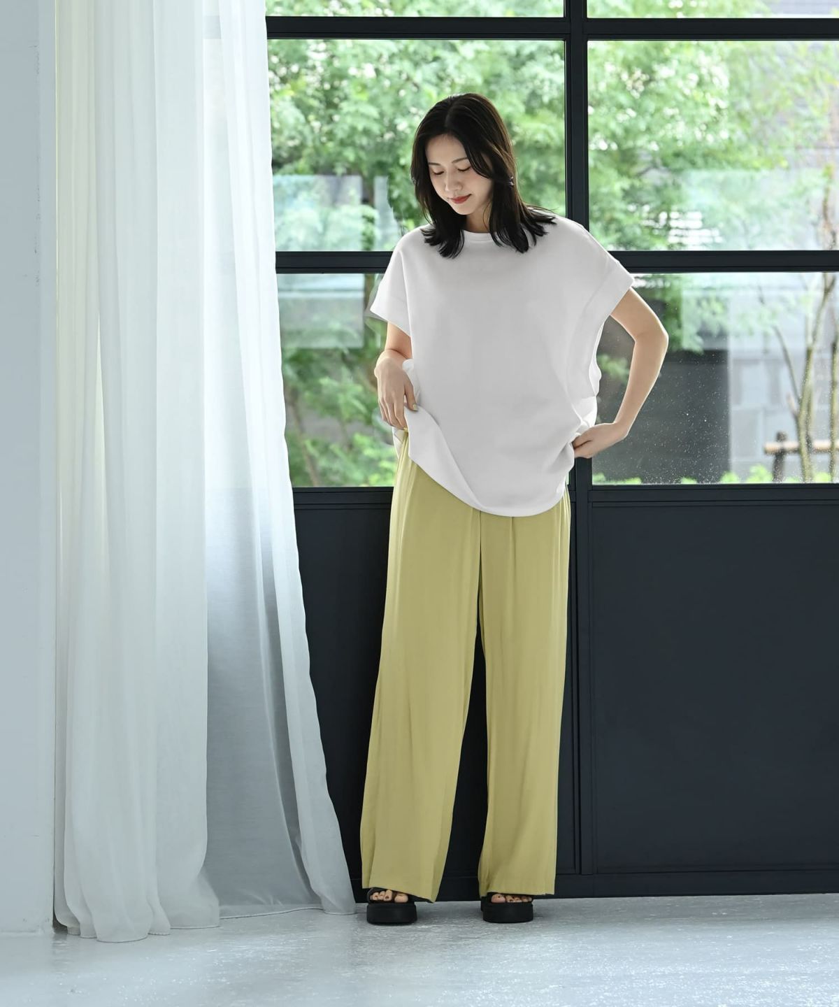 着用イメージ 172cm ライトグリーン