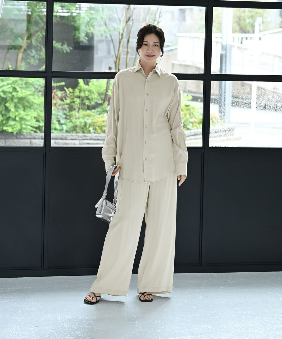 着用イメージ 172cm ライトグレー