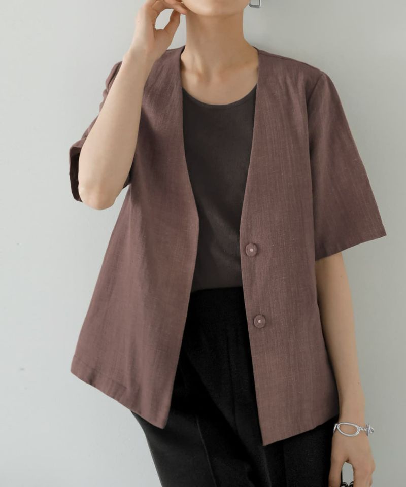 STELLA McCARTNEY ノーカラージャケット ベージュ 半袖 - メルカリ