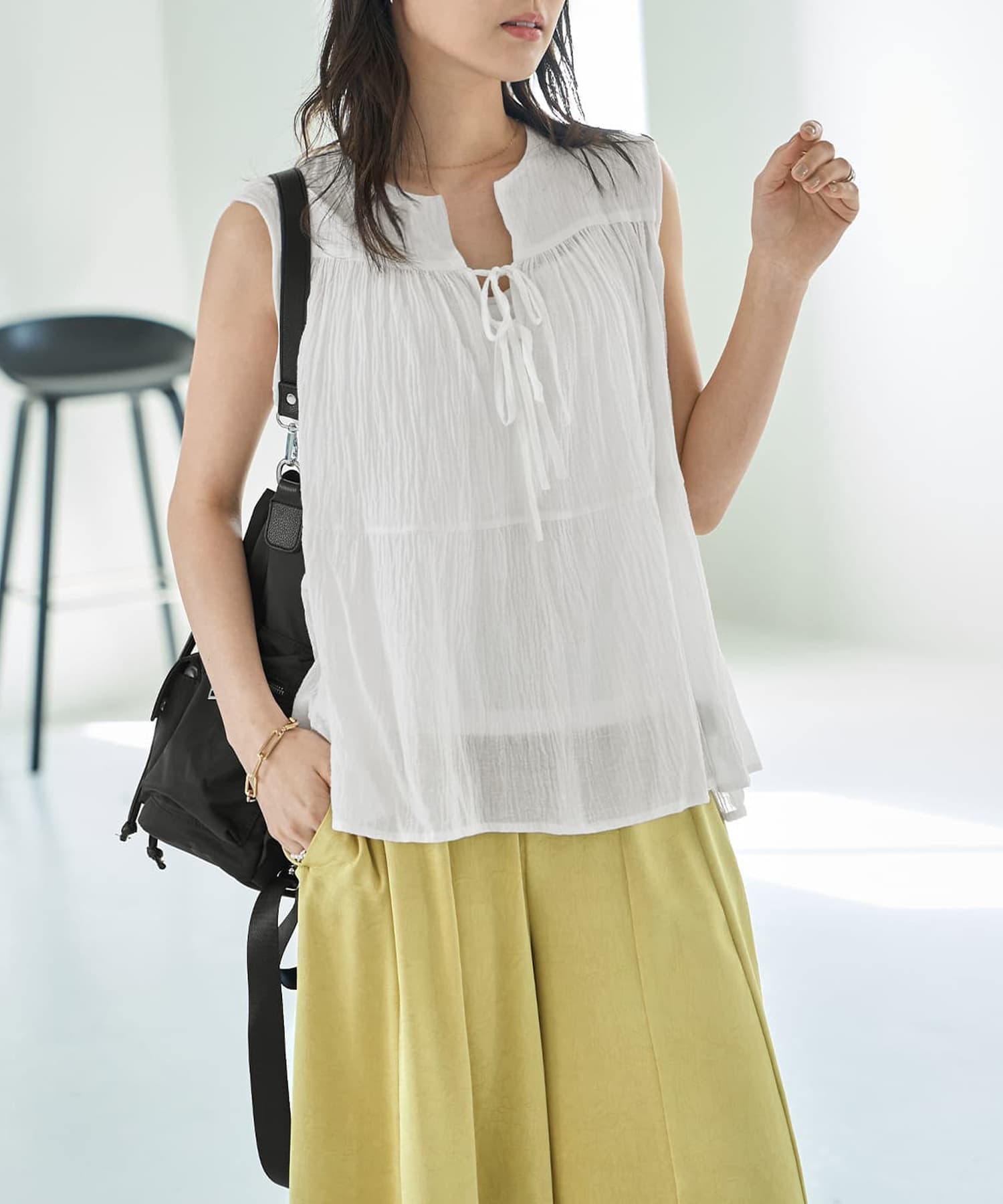 着用イメージ 166cm ホワイト