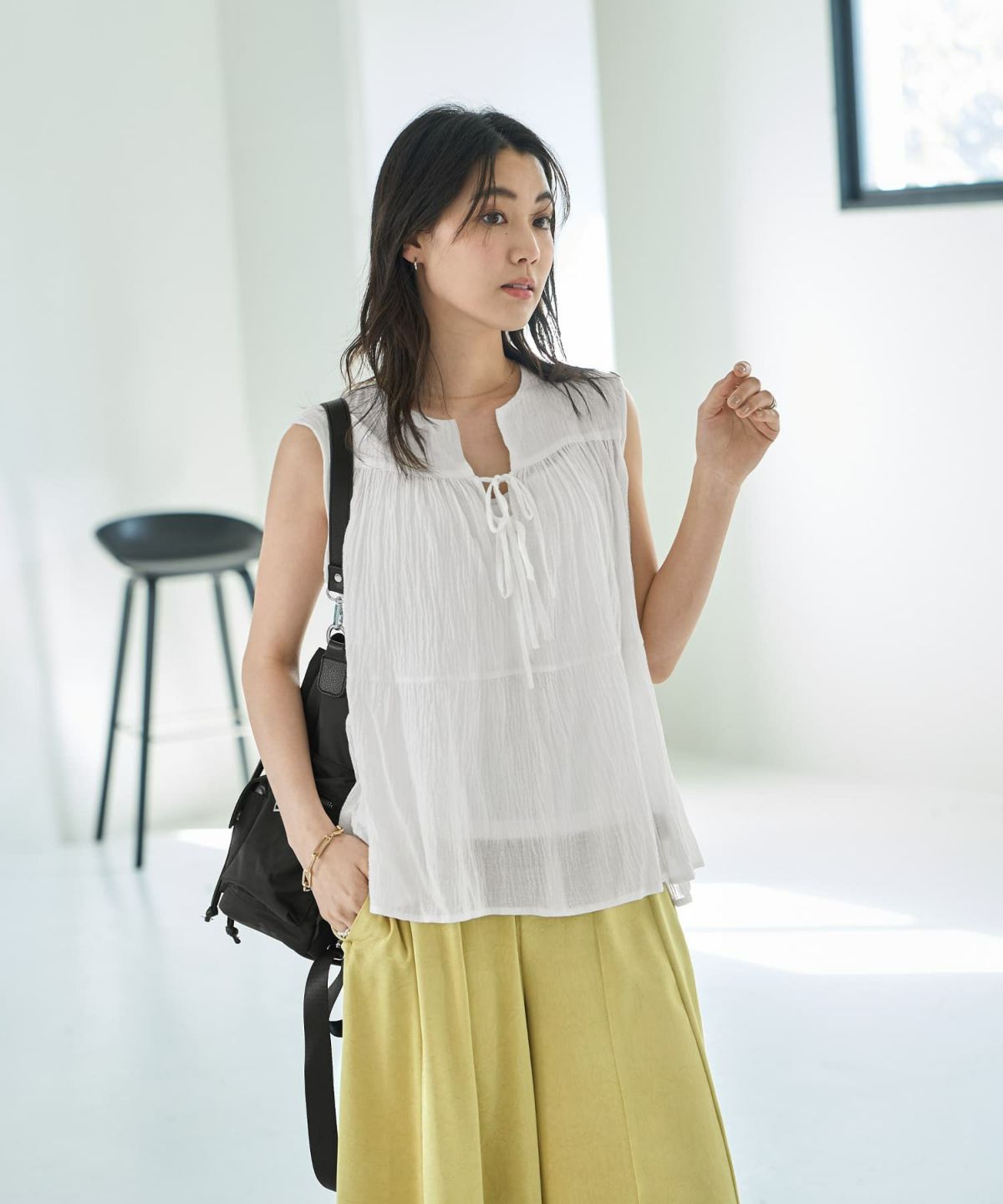 着用イメージ 166cm ホワイト