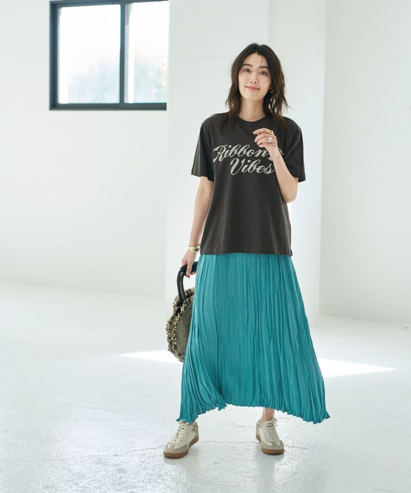 【美品】ランダムプリーツスカート（イエロー） LOULOU WILLOUGHBY】ランダムアコーディオンプリーツスカート