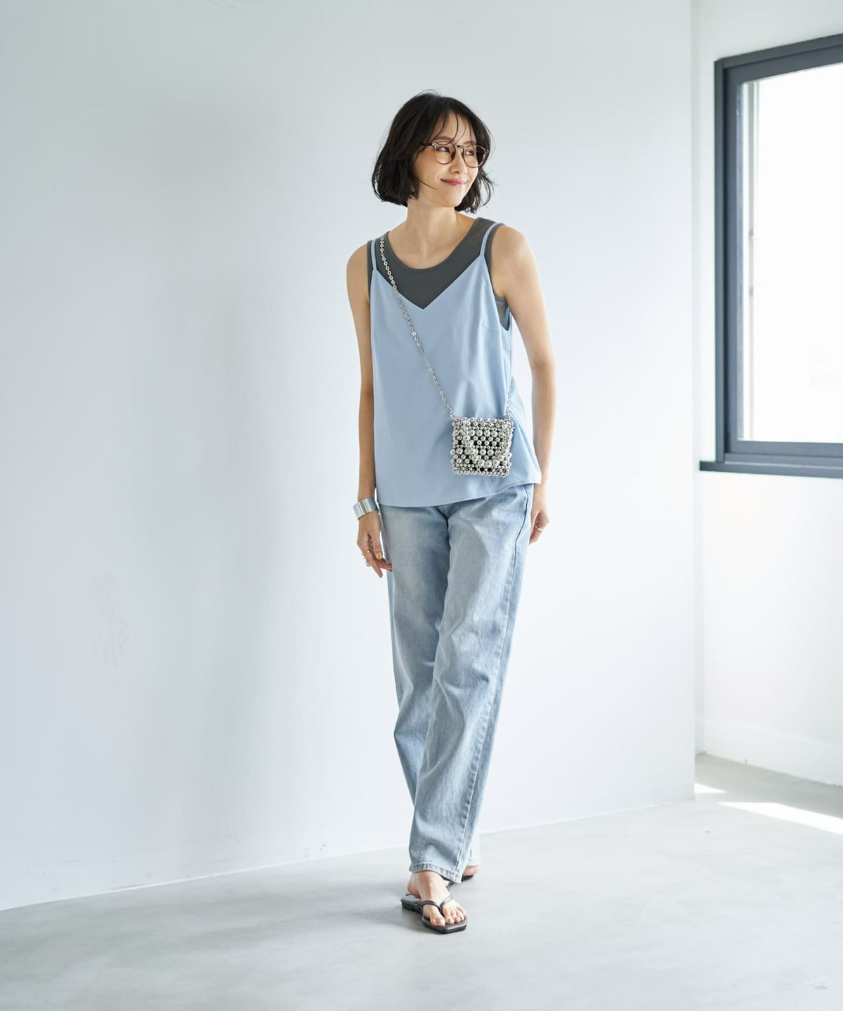 着用イメージ 167cm ライトブルー