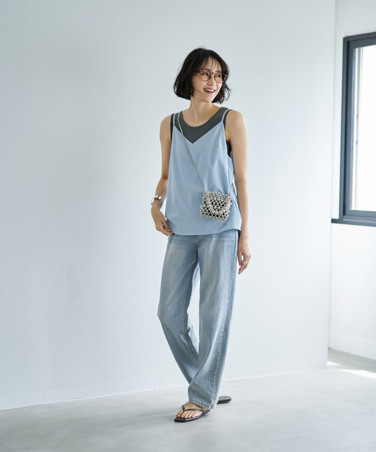 着用イメージ 167cm ライトブルー