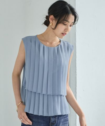 LUXE】2段プリーツブラウス | おしゃれな大人レディース