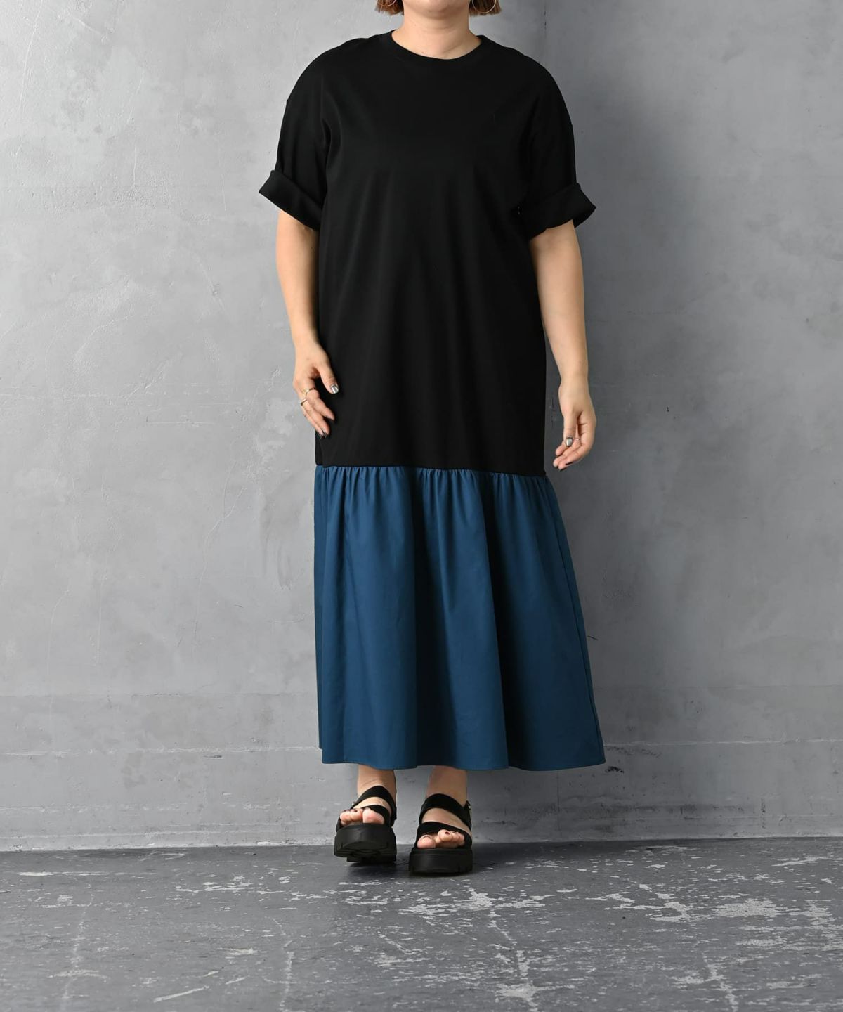 着用イメージ 163cm ブラック×ブルー