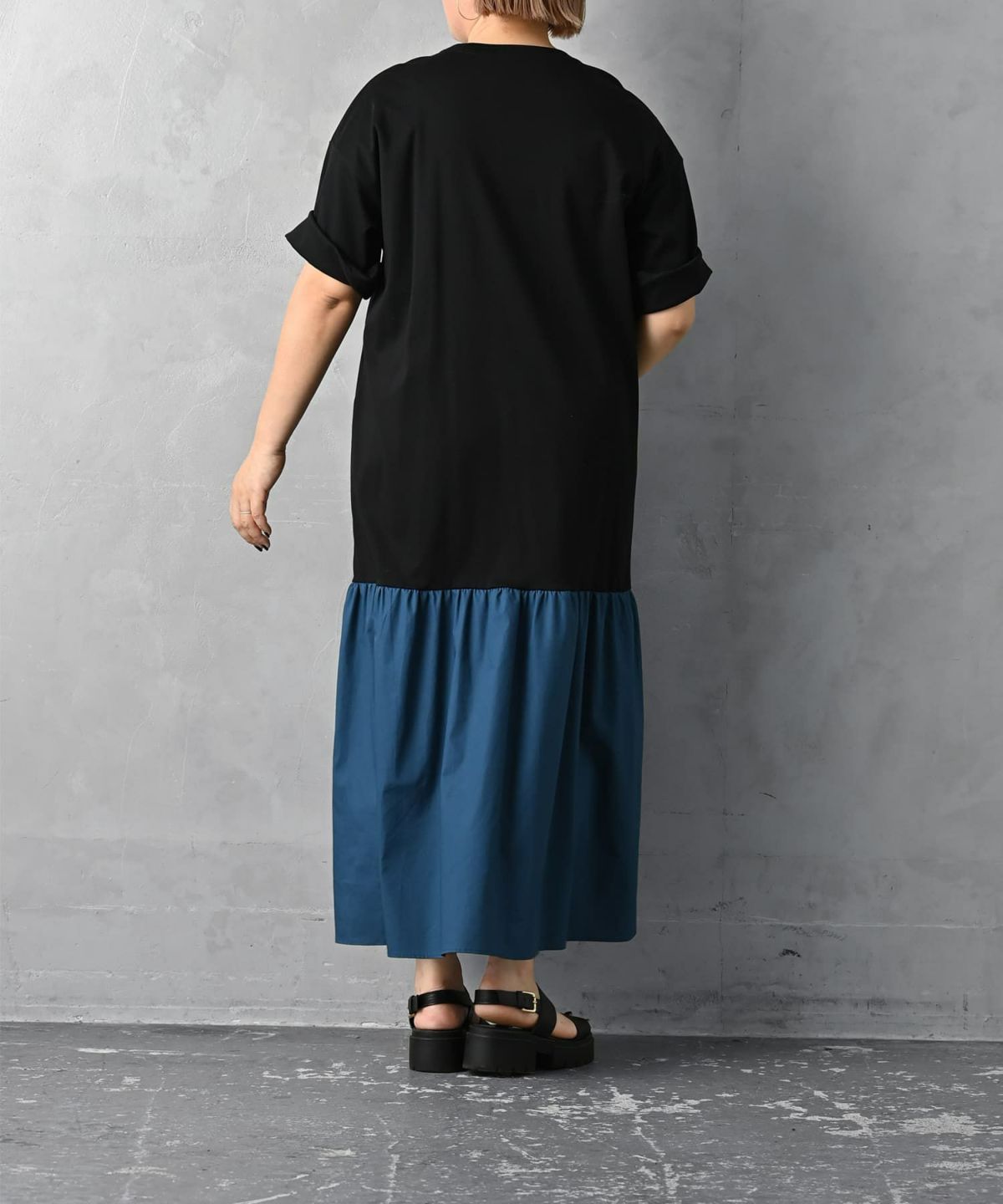 着用イメージ 163cm ブラック×ブルー