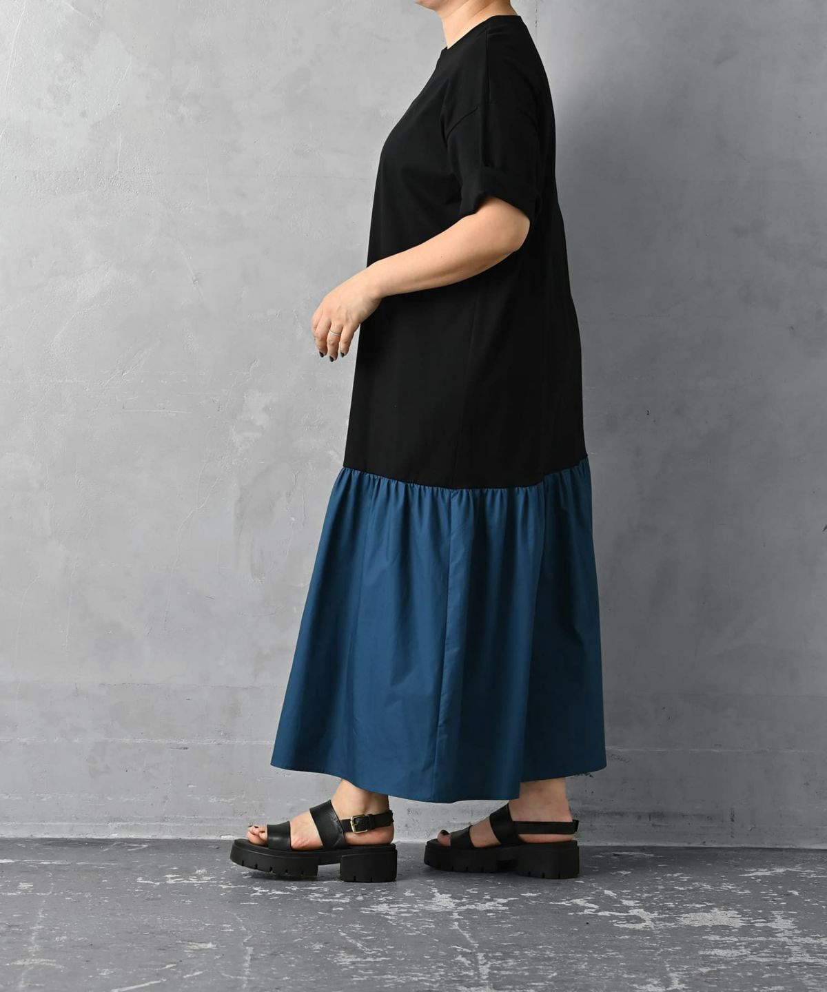 着用イメージ 163cm ブラック×ブルー