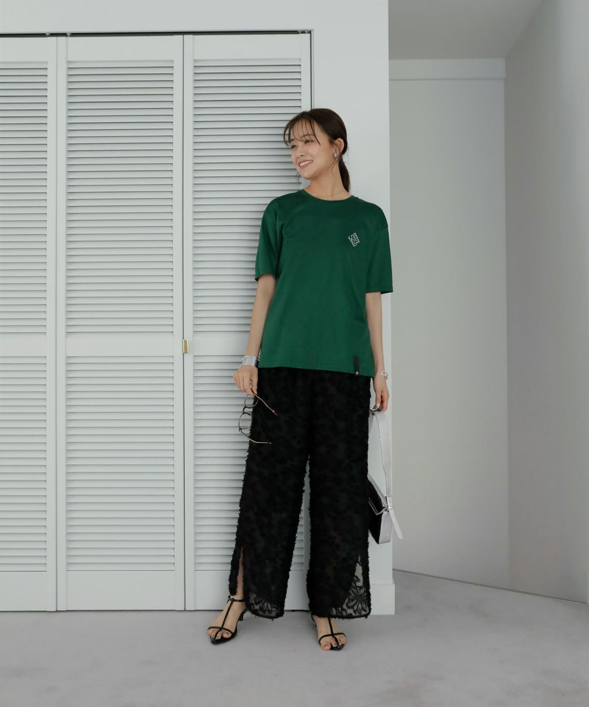 着用イメージ 167cm  グリーン