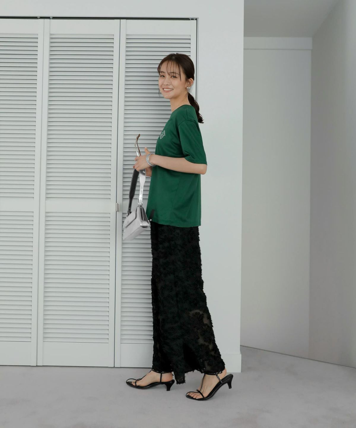 着用イメージ 167cm  グリーン