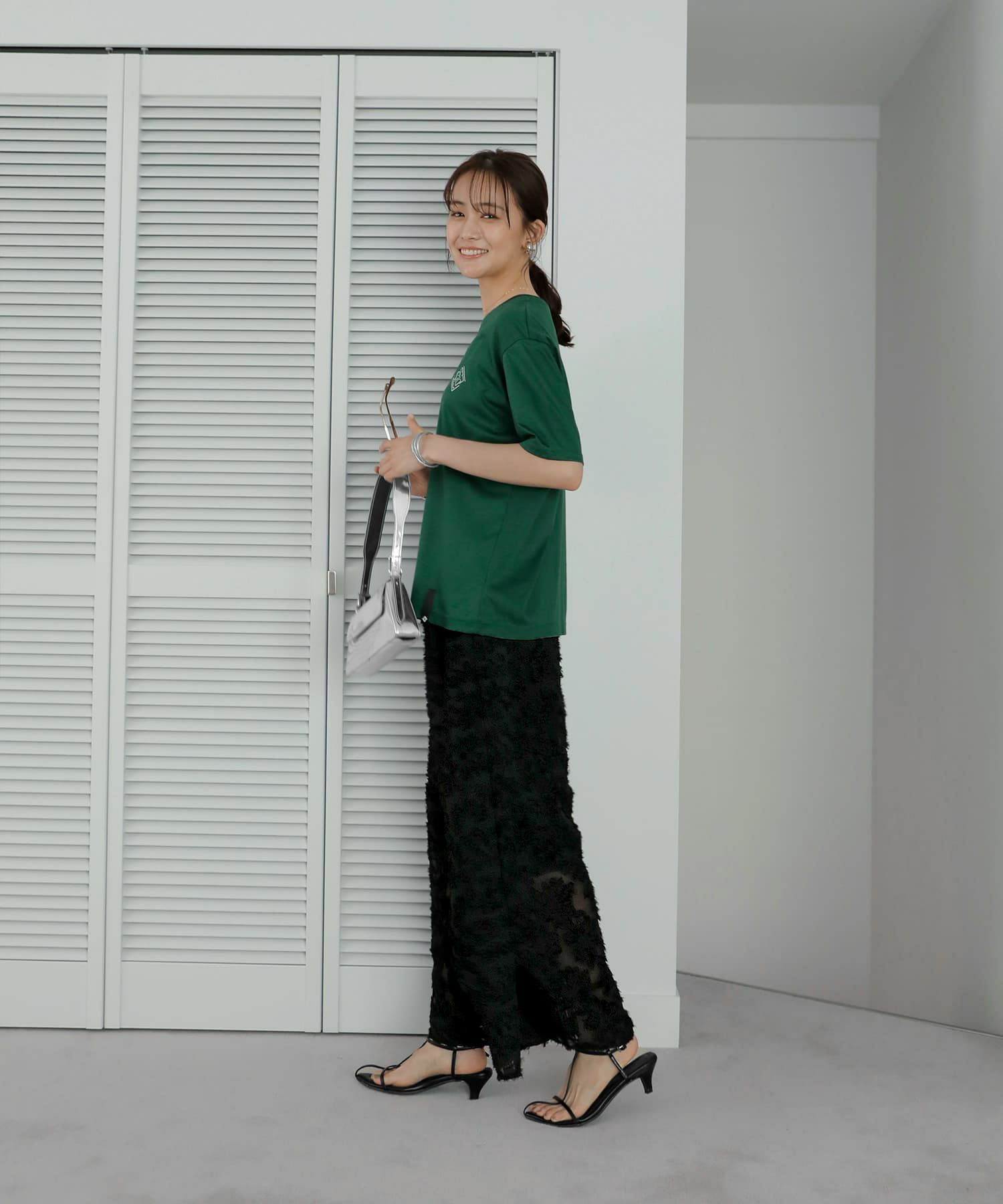 着用イメージ 167cm  グリーン