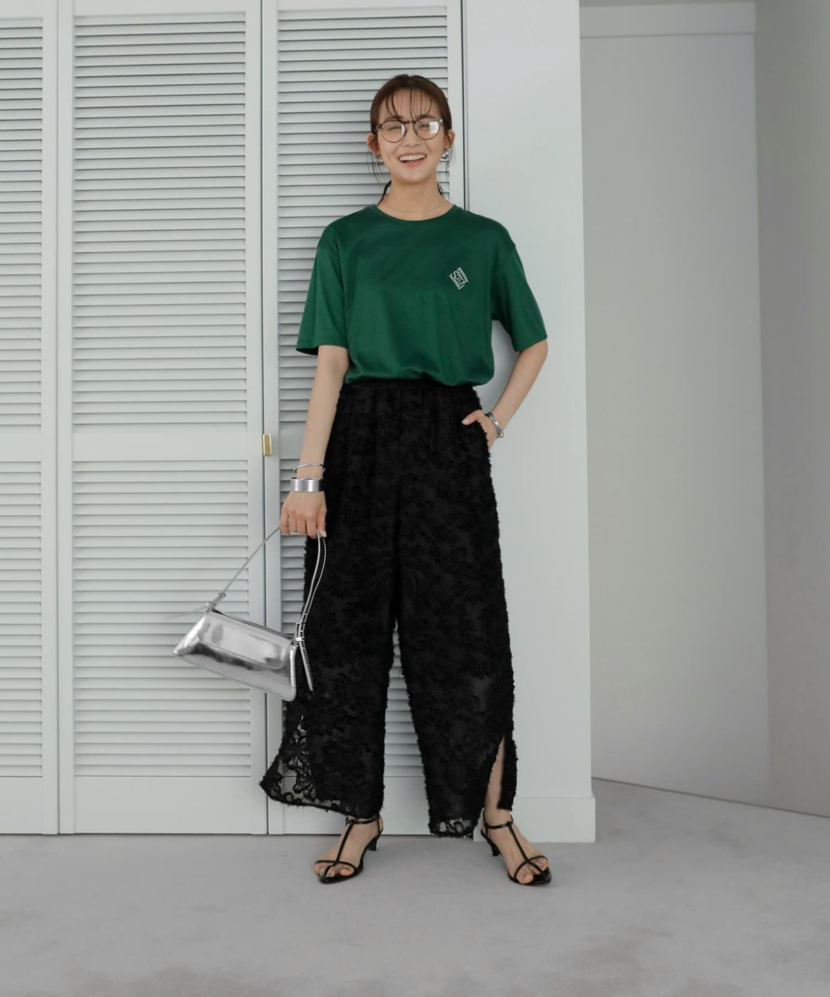 着用イメージ 167cm  グリーン