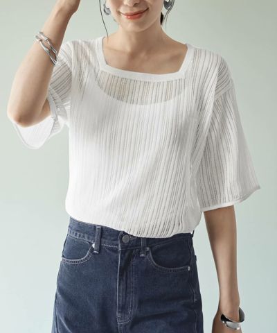 【専用】ふら商品 ラメシアースリットリボンスリーブニット【洗濯機洗い可/抗ピル
