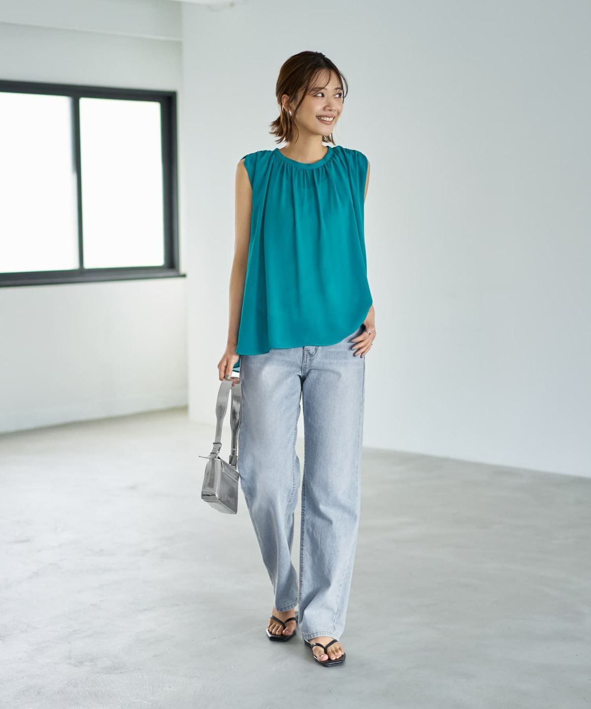 着用イメージ 167cm シアン