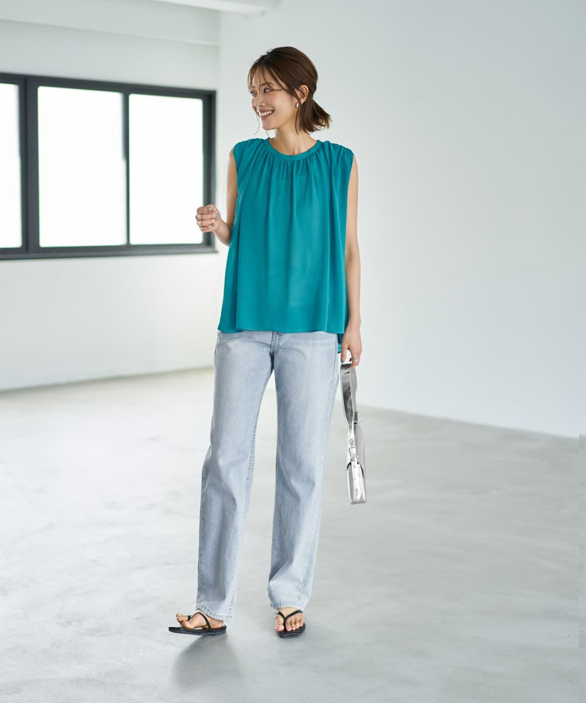 着用イメージ 167cm シアン