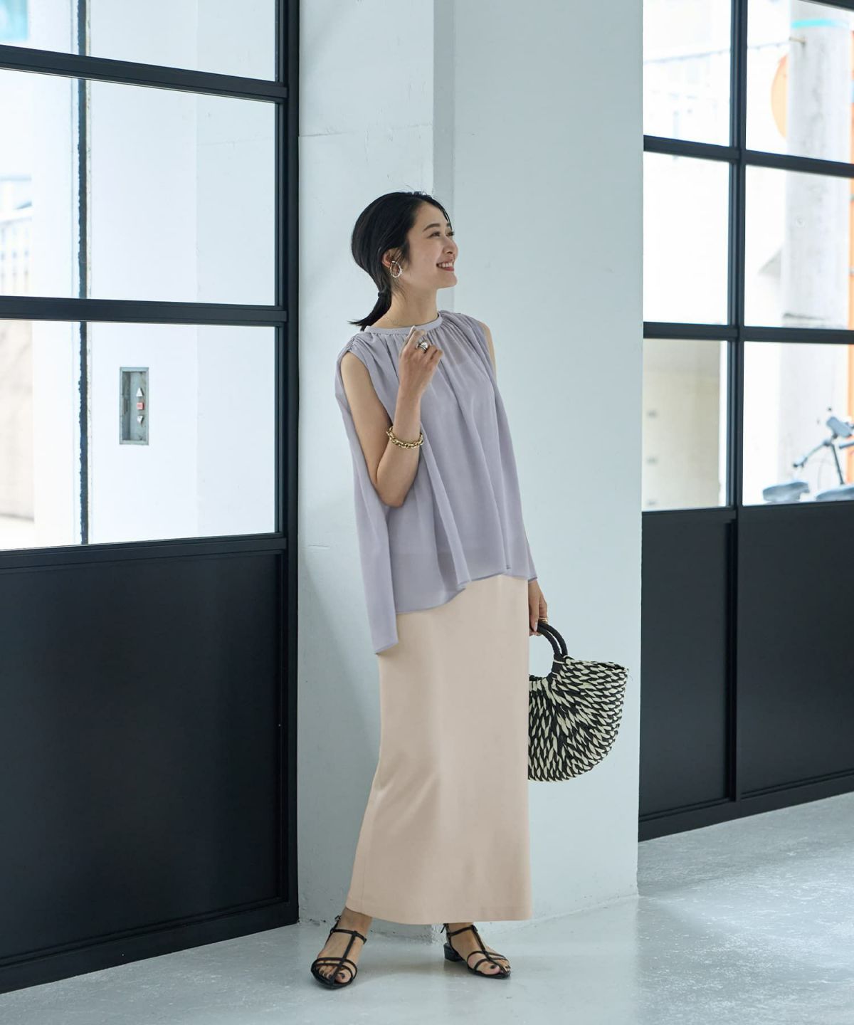 着用イメージ 164cm ブルーグレー