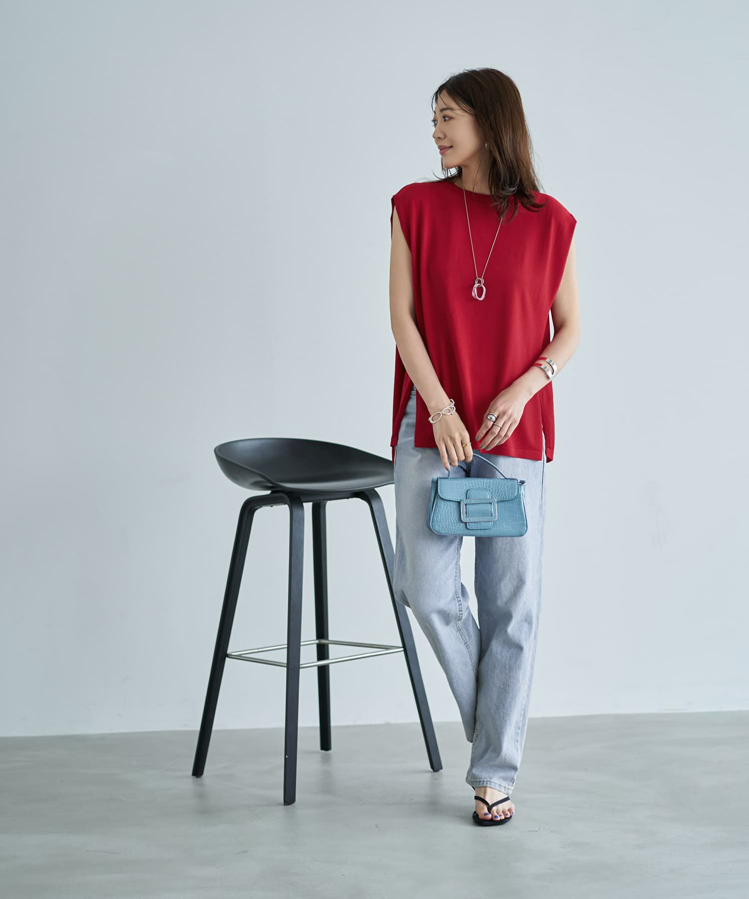 着用イメージ 166cm レッド
