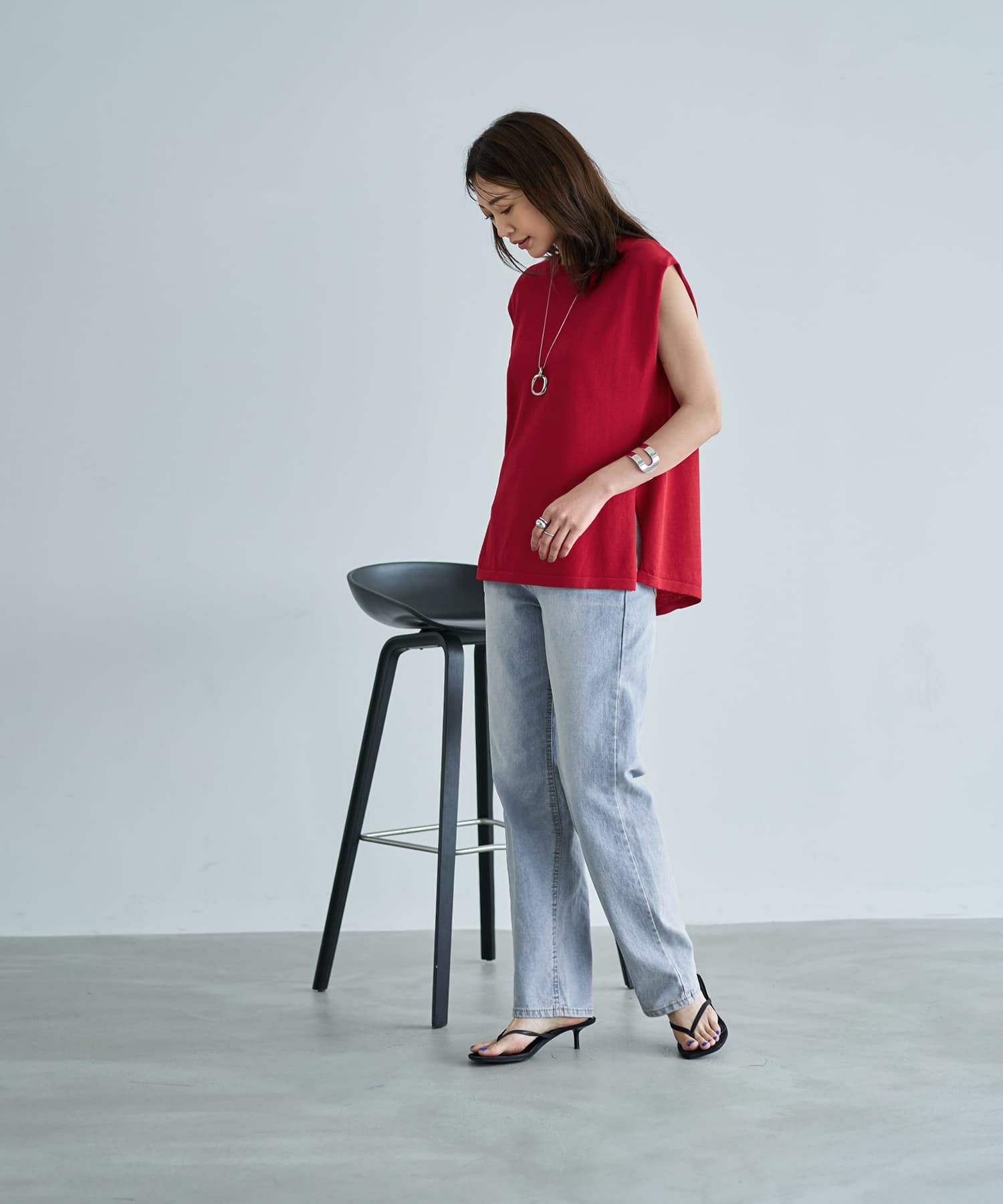 着用イメージ 166cm レッド
