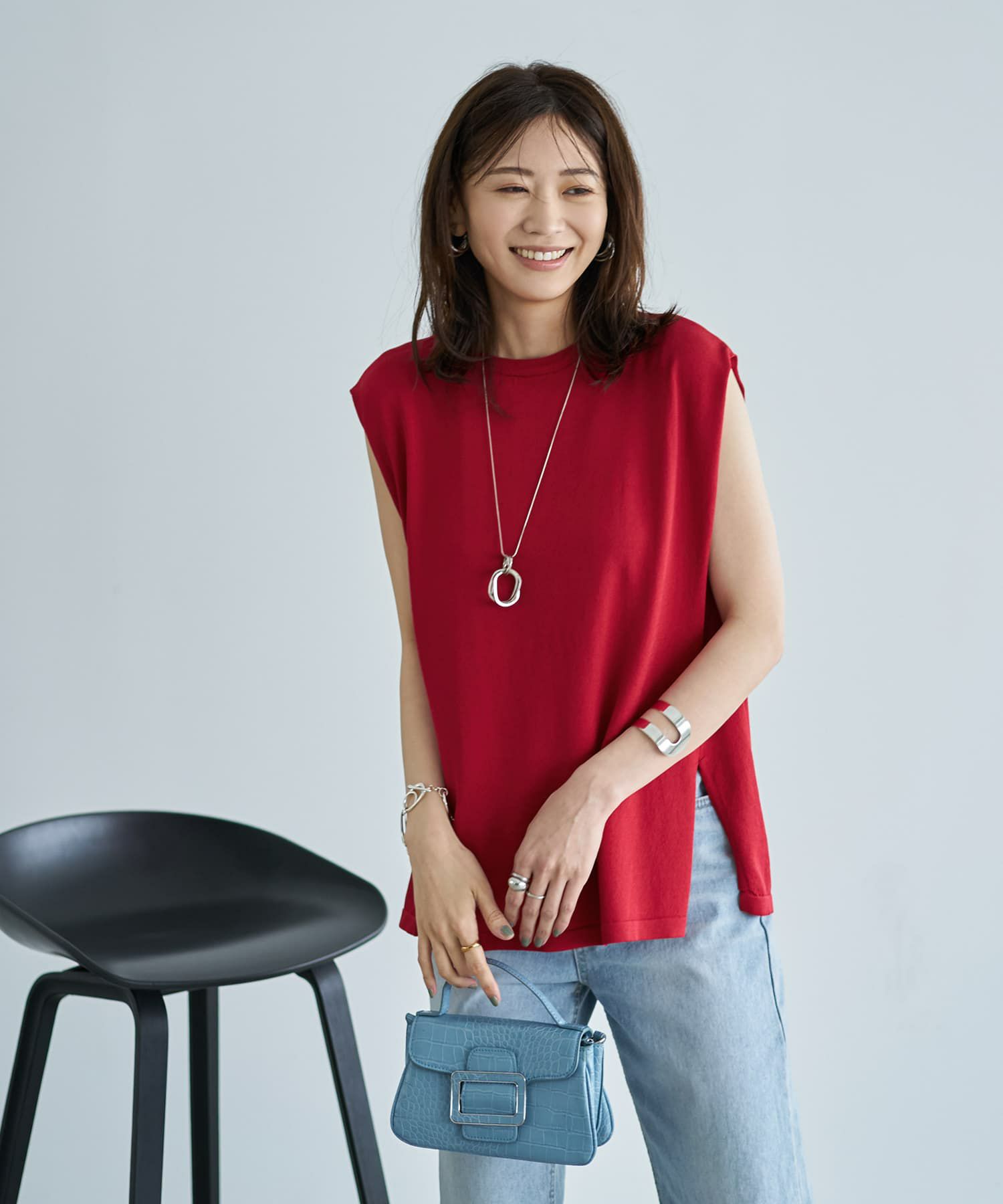着用イメージ 166cm レッド