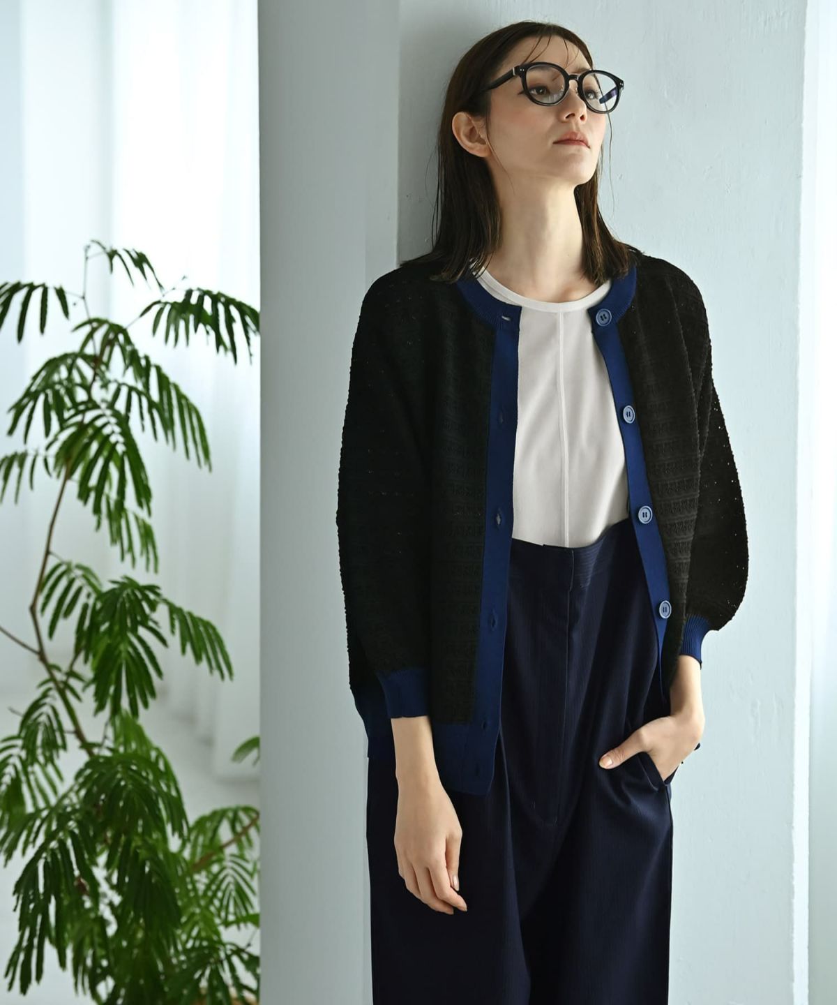 着用イメージ 170cm ブラック×ネイビー