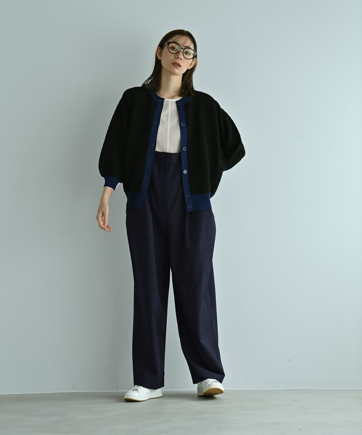 着用イメージ 170cm ブラック×ネイビー