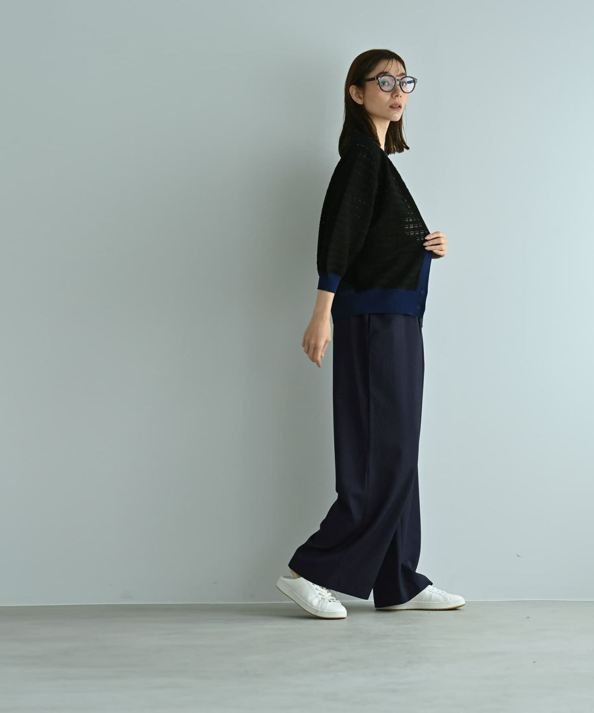 着用イメージ 170cm ブラック×ネイビー