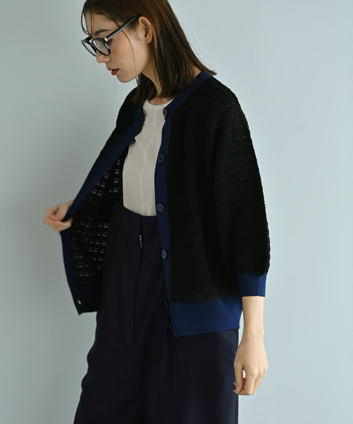 着用イメージ 170cm ブラック×ネイビー