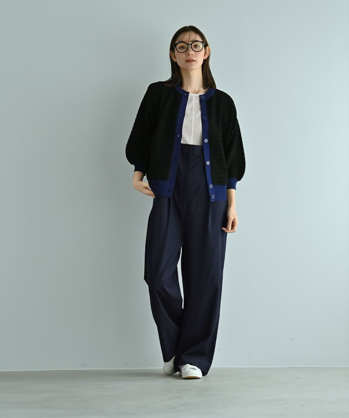 着用イメージ 170cm ブラック×ネイビー