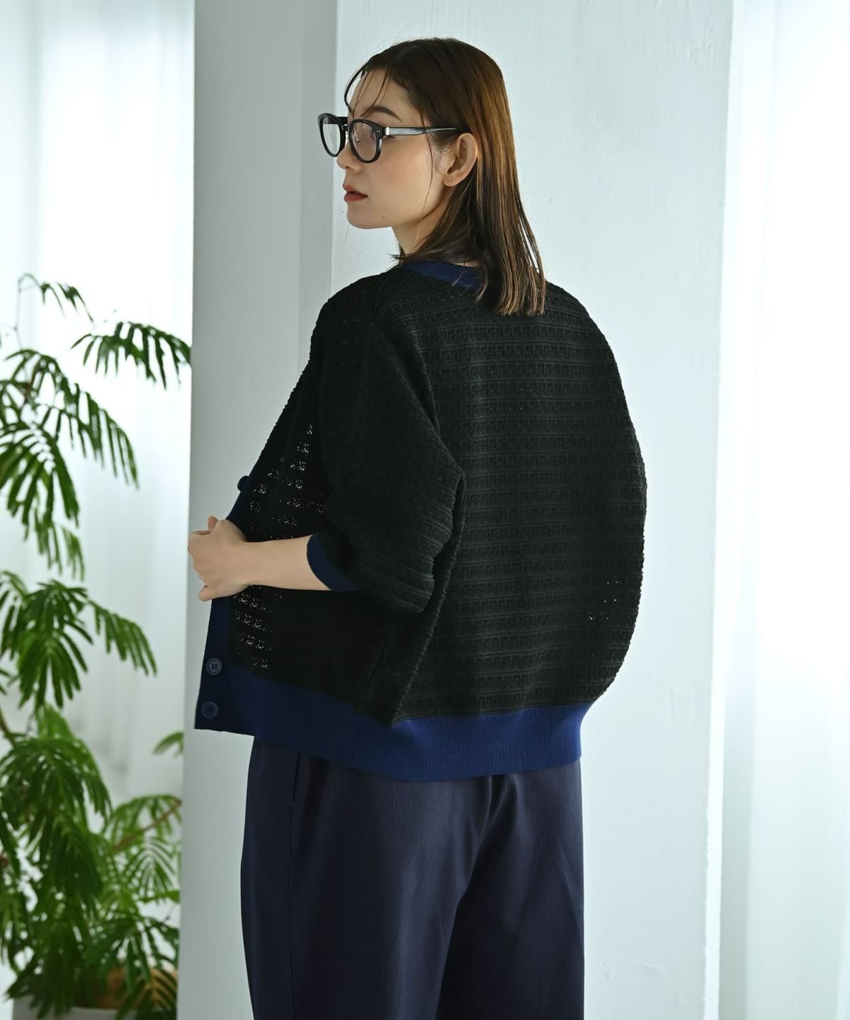 着用イメージ 170cm ブラック×ネイビー