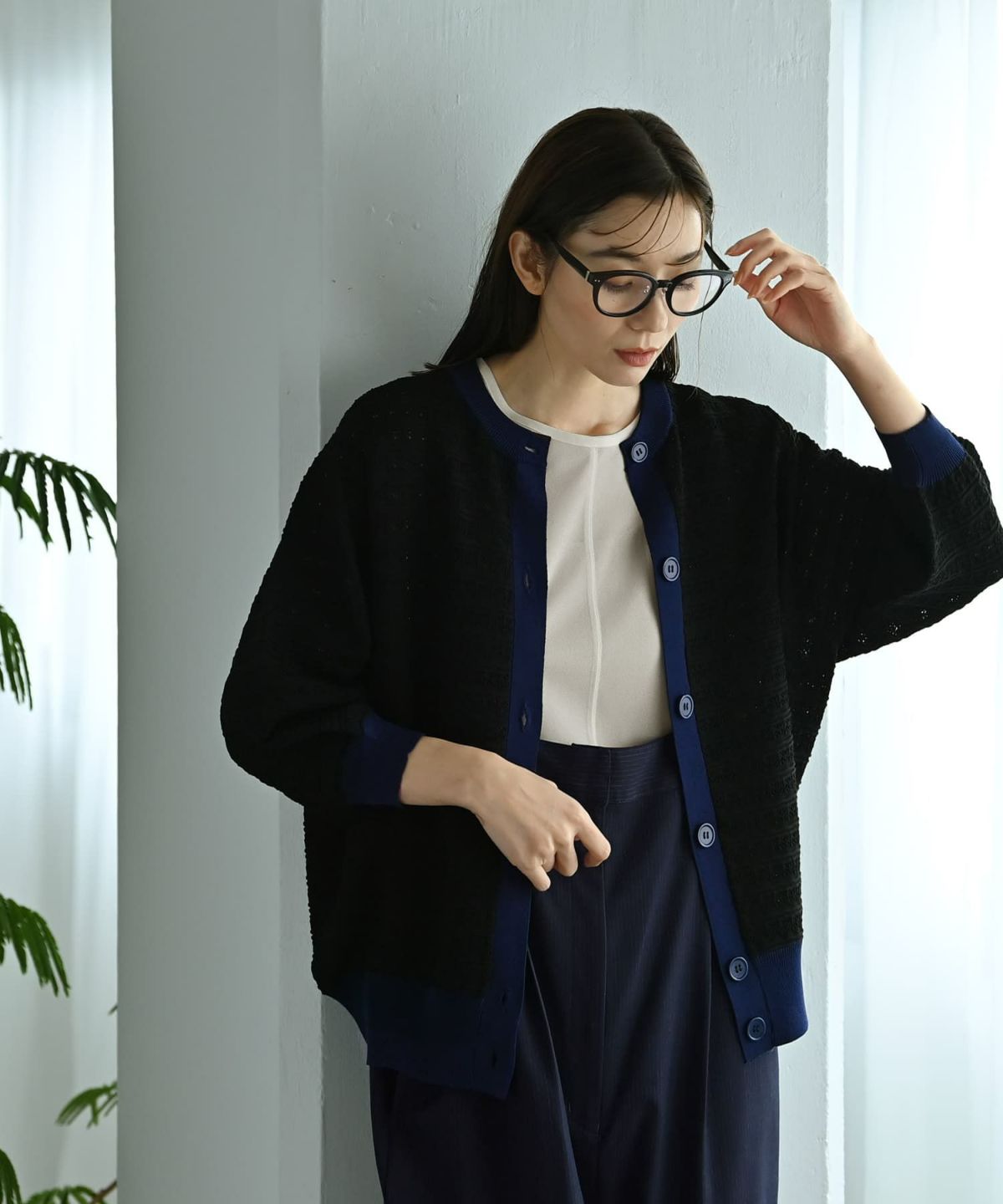 着用イメージ 170cm ブラック×ネイビー