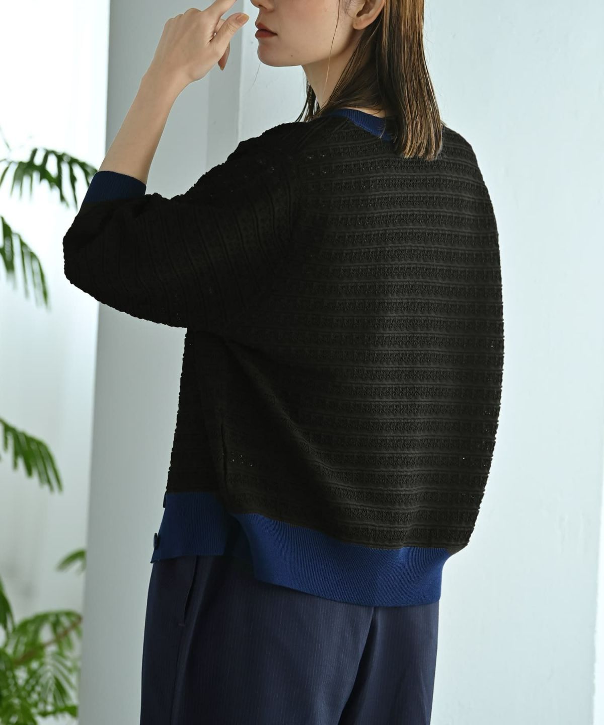 着用イメージ 170cm ブラック×ネイビー