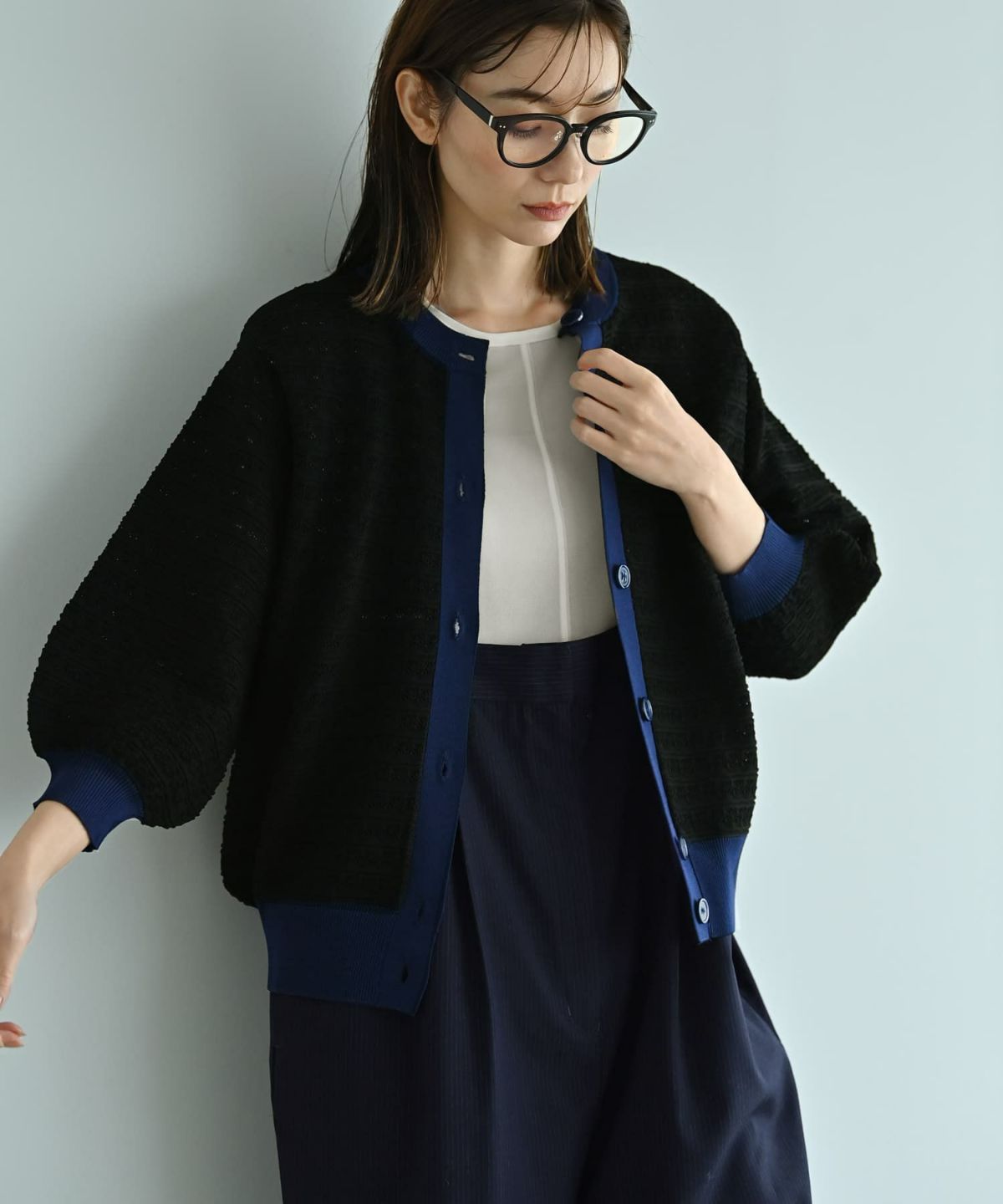 着用イメージ 170cm ブラック×ネイビー